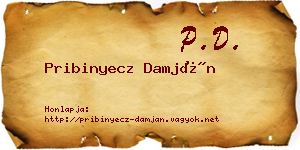 Pribinyecz Damján névjegykártya